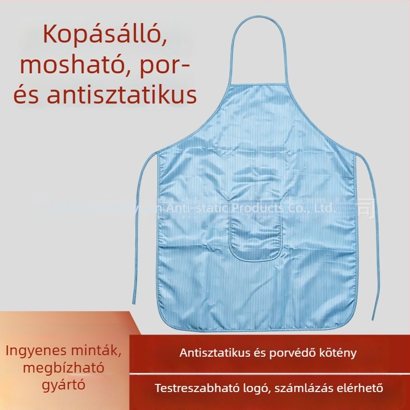 Ipari anti-sztatikus kötény, porálló védő kötény konyhához és műhelyhez, tiszta munkaruha.
