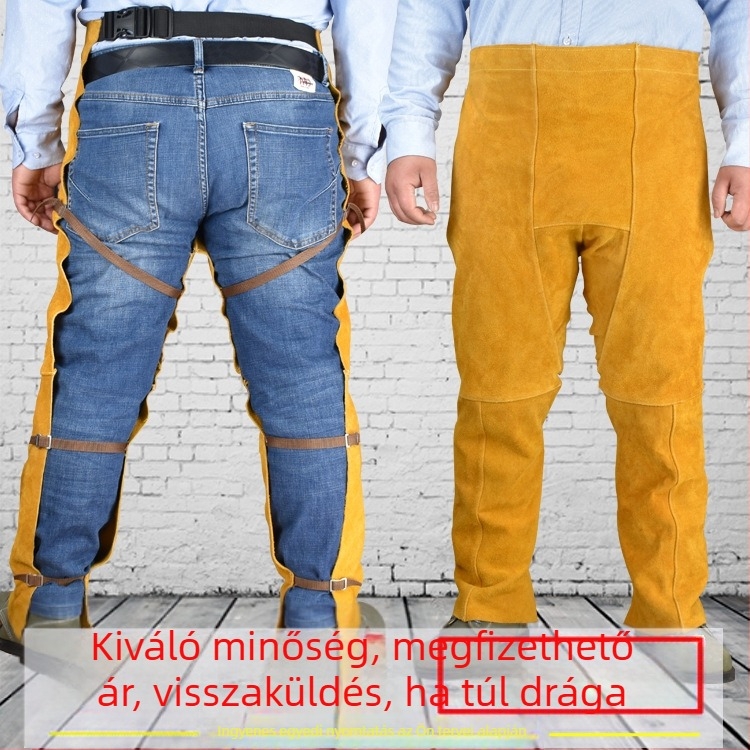 Hegesztővédő overál térd- és lábvédőkkel, kopásálló, lángálló és égésálló.