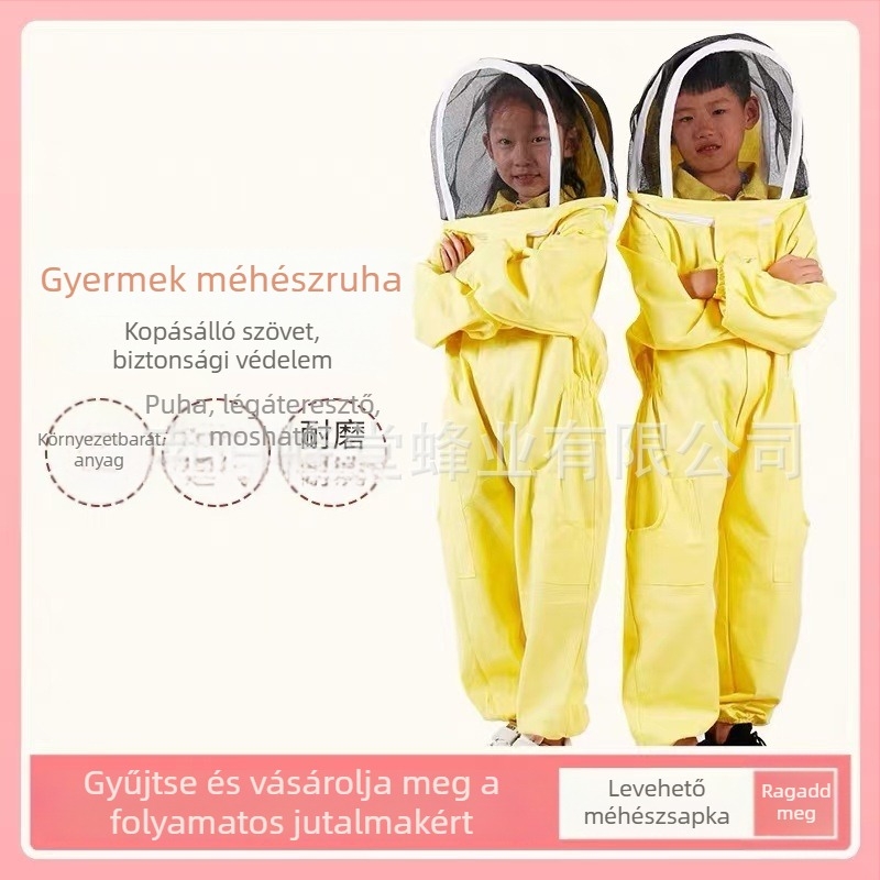 Gyerekeknek szóló pamut méhészeti védőruha — egyrészes védőoverál látogatásokhoz a méhészetben
