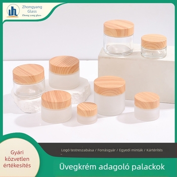 Fa mintázatú matt felületű üveg adagolós flakon krémekhez és testápoláshoz, arckrémhez és szemkörnyék-krémhez, hordozható kozmetikai üveg