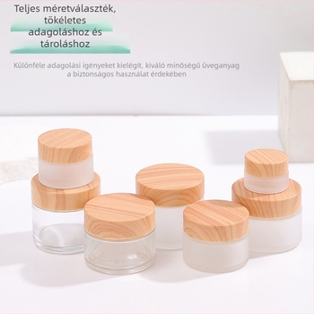 Fa mintázatú matt felületű üveg adagolós flakon krémekhez és testápoláshoz, arckrémhez és szemkörnyék-krémhez, hordozható kozmetikai üveg