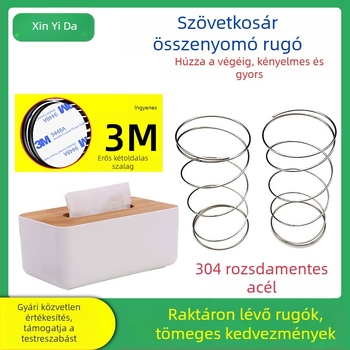 304 rozsdamentes acélból készült szalvétatartó rugóval, automatikus emeléssel, tartalmaz 3M kétoldalas ragasztót