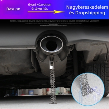 Jármű elektrosztatikus eliminátor szalag és földelő szalag a kipufogócsőhöz, függő kisülési vonal