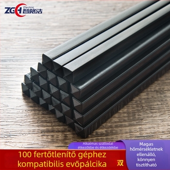 Fekete csúszásmentes ötvözet evőpálcikák éttermek és otthoni használatra; kettős végű evőeszközök fertőtlenítő gépekhez; környezetbarát.