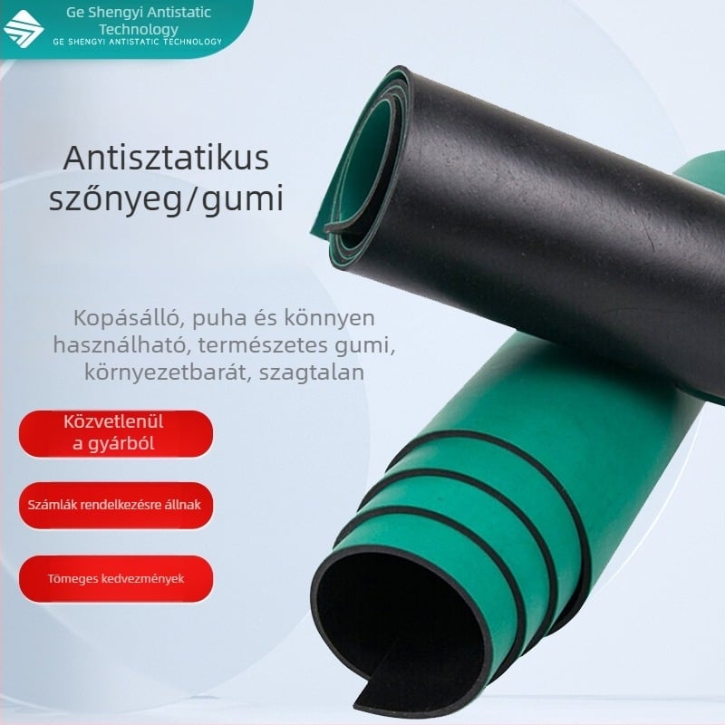 Antisztatikus gumipad, kopásálló és hőálló, matt vagy fényes felülettel, több színben elérhető.