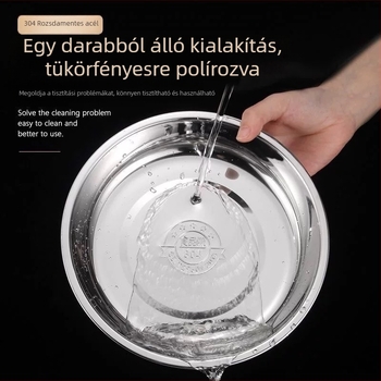 304 rozsdamentes acélból készült kerek tál, vastagított lapos tálaló tál, konyha és kantin használatra, fűszerező tál, kis kör alakú tányér