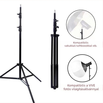 2,8 m-es padlón álló tripod telefon-tartóval és világítással élő közvetítéshez