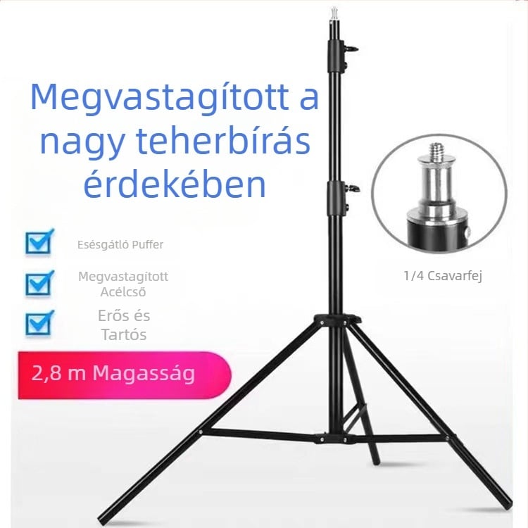 2,8 m-es padlón álló tripod telefon-tartóval és világítással élő közvetítéshez