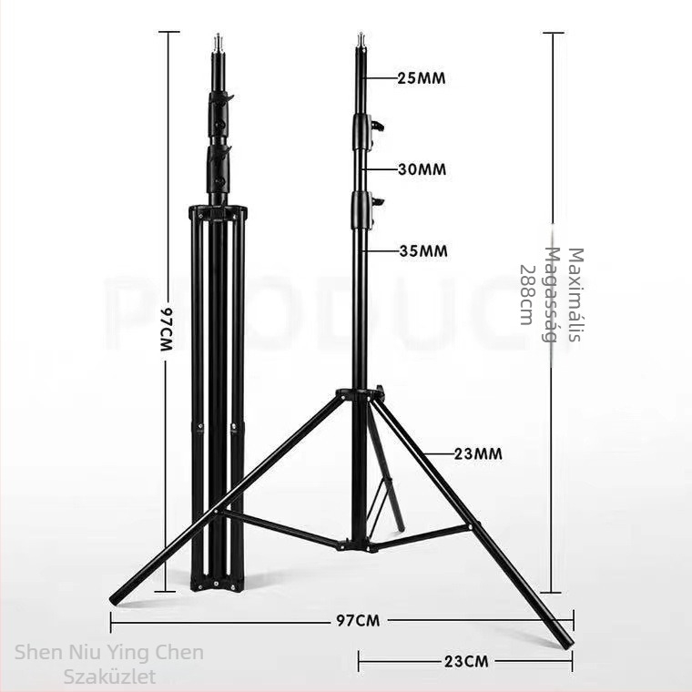 2,8 m-es padlón álló tripod telefon-tartóval és világítással élő közvetítéshez