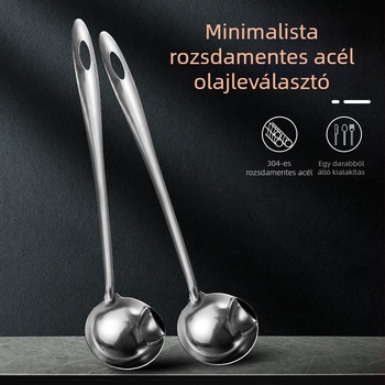 201 rozsdamentes acél olajválasztó kanál finom hálós szűrővel, hosszú nyél, forró fazékhoz