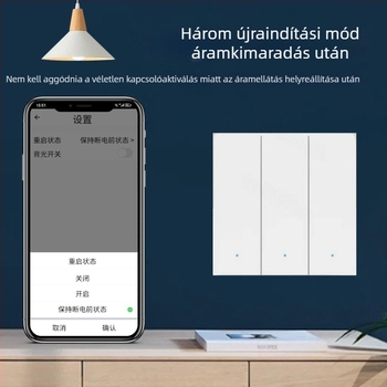 WiFi kapcsoló T34-es, Bluetooth és 433 MHz, kettős és hárommódú, távirányítás okosalkalmazáson keresztül, pontpanel