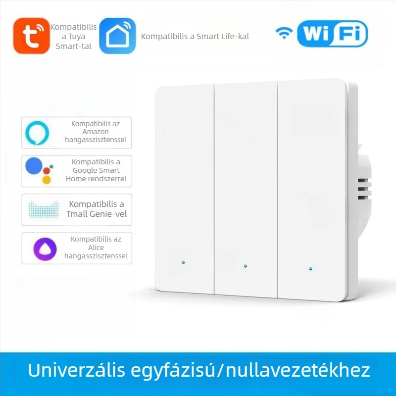 WiFi kapcsoló T34-es, Bluetooth és 433 MHz, kettős és hárommódú, távirányítás okosalkalmazáson keresztül, pontpanel