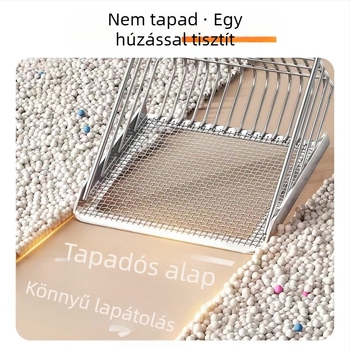 Hosszú fogantyúval ellátott fémlapát macskaalmokhoz