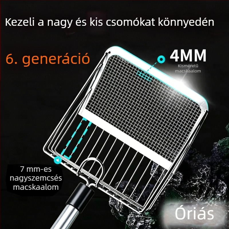 Hosszú fogantyúval ellátott fémlapát macskaalmokhoz