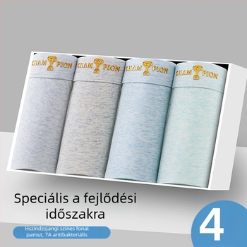 Fiúknak készült tiszta pamut boxeralsó, 95% pamut, 5% elastán, antibakteriális, 8 évesnél idősebbeknek
