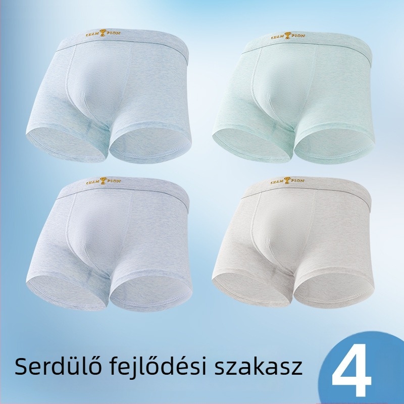 Fiúknak készült tiszta pamut boxeralsó, 95% pamut, 5% elastán, antibakteriális, 8 évesnél idősebbeknek