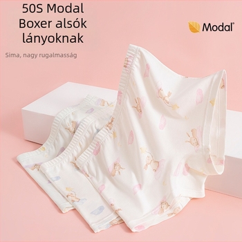 Modal anyagú lányoknak, boxer alsónemű középmagas derekú masnival, 3–8 éveseknek