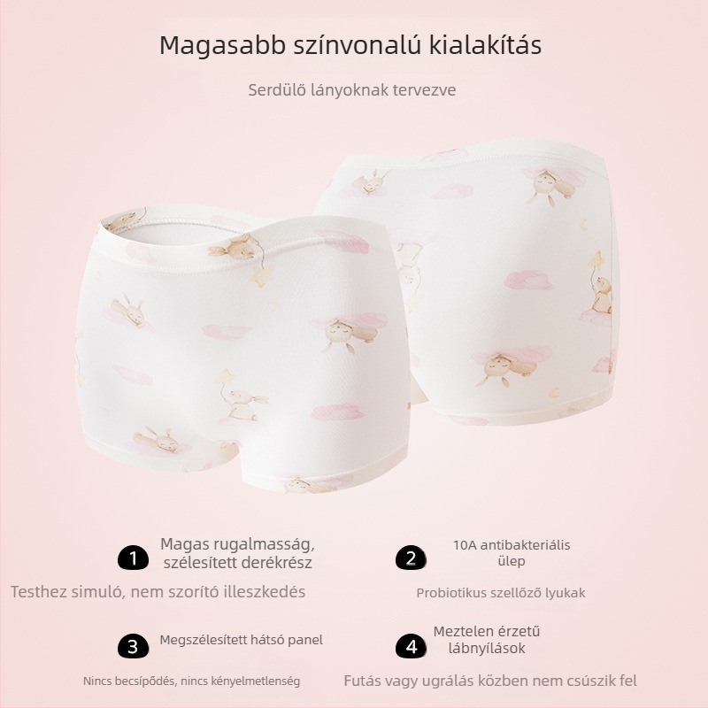 Modal anyagú lányoknak, boxer alsónemű középmagas derekú masnival, 3–8 éveseknek
