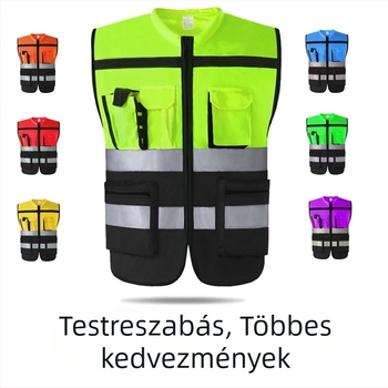Közlekedésirányító kerékpáros visszaverő mellény, építkezési területeken és közszolgáltatásokhoz, nyomtatható