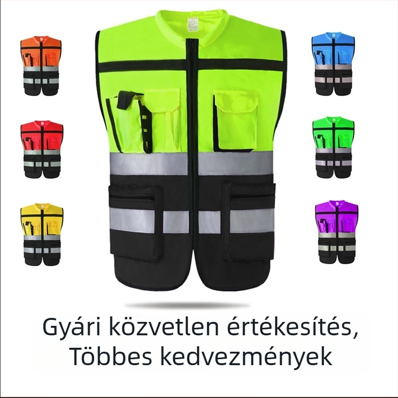 Közlekedésirányító kerékpáros visszaverő mellény, építkezési területeken és közszolgáltatásokhoz, nyomtatható
