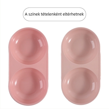 Cukorkaszínű műanyag macska tálak, ovális dupla tál, macaron stílus