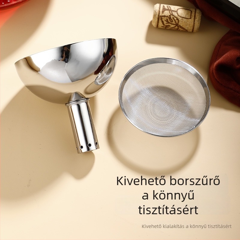 304 rozsdamentes acél bor-tölcsér, nagy átmérőjű szűrő a dekantáláshoz