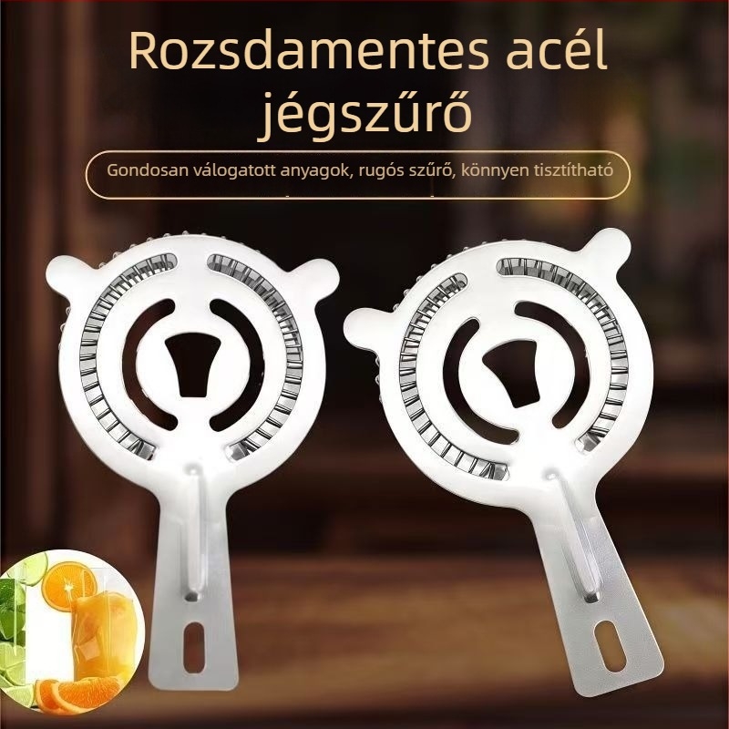 Rozsdamentes acél koktél szűrő dupla füllel – jégszűrő, bár eszköz