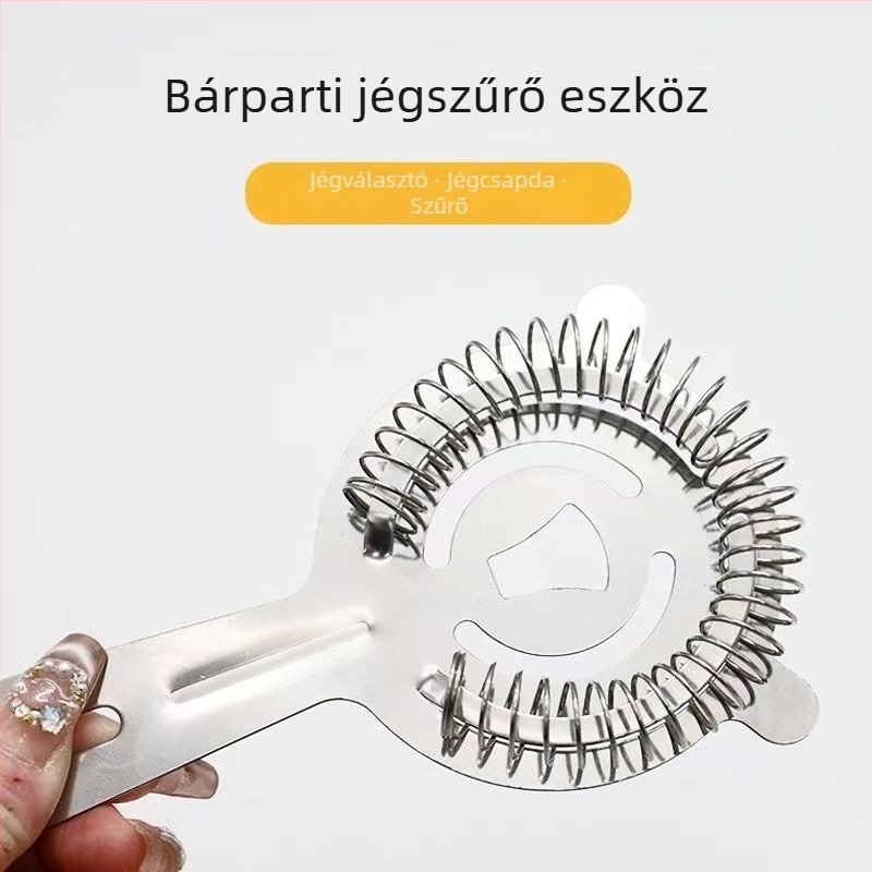 Rozsdamentes acél koktél szűrő dupla füllel – jégszűrő, bár eszköz