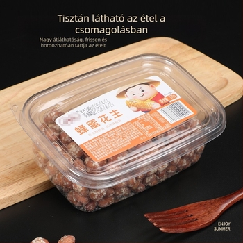 Egyszer használatos átlátszó süteményes doboz, nyomás- és nedvességálló, elvitelre szánt csomagolás tortákhoz, süteményekhez és gyümölcsökhöz