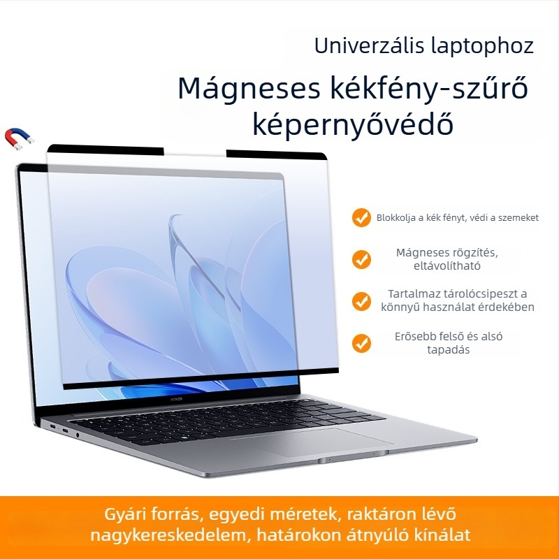 Univerzális mágneses képernyővédő laptophoz, magánéletvédő, leválasztható HD-filmmel, erős tapadás, kékfény-szűrő