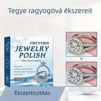 Ékszerek ápolására és tisztítására pezsgőtabletta; minden típusú ékszerhez alkalmas; könnyen eltávolítja a foltokat és az oxidációt