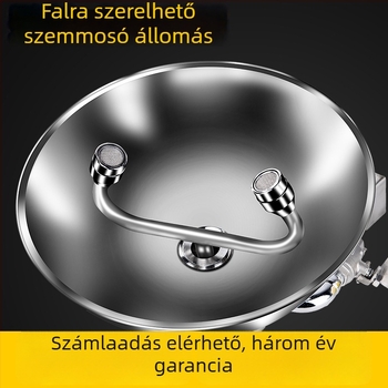 Laboratóriumi szemmosó állomás, 304-es rozsdamentes acélból, dupla csatlakozás, falra szerelhető vagy asztali típus, permetező öblítés, vészhelyzet