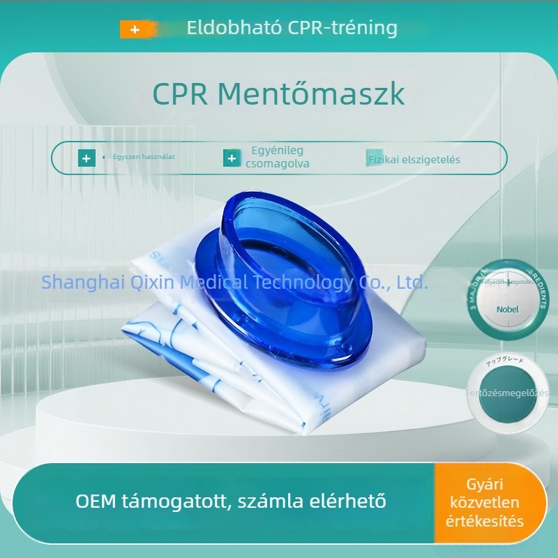 Egyszerhasználatos CPR-maska egyirányú szeleppel, légzésgyakorlatokhoz, hordozható vészhelyzeti maszk