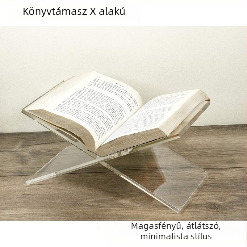 Akril X-formájú olvasóállvány könyvekhez, magazinokhoz, partitúrákhoz, receptekhez és fényképalbumokhoz