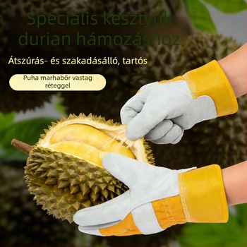 Durianhoz készült vastag védőkesztyűk, szúrás- és vágásálló, kopásálló, durian nyitásához és hámozásához, tiszta és higiénikus háztartási kesztyűk
