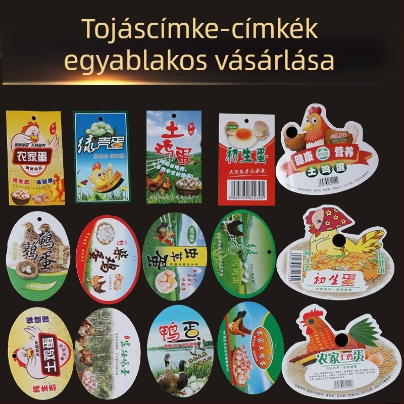 Nagykereskedelmi, kétoldalas függő címkék szabad tartású tojásokhoz, zsinórral