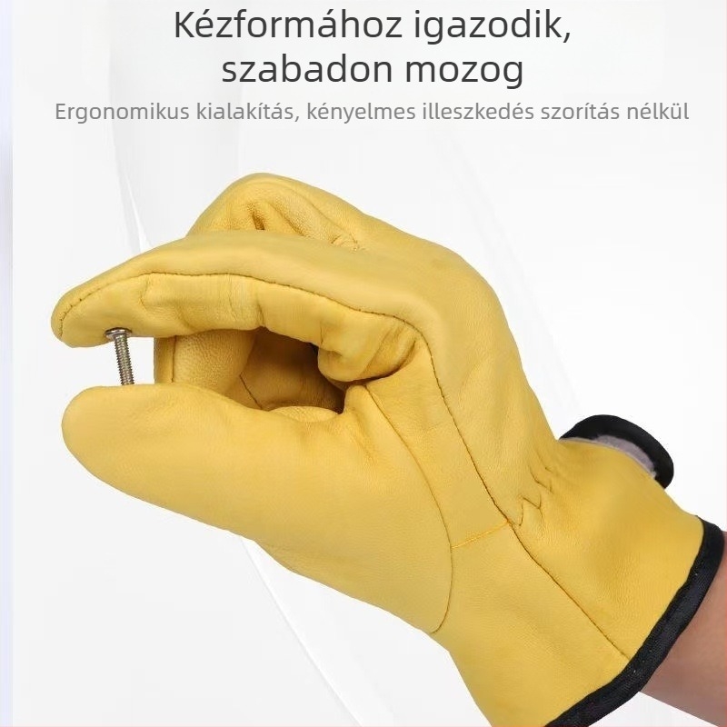 Bőr TIG-hegesztő kesztyűk, puha, kopásálló, lélegző, égésgátló, gflexibil, hőszigetelő, hegesztőjavítási kesztyűk
