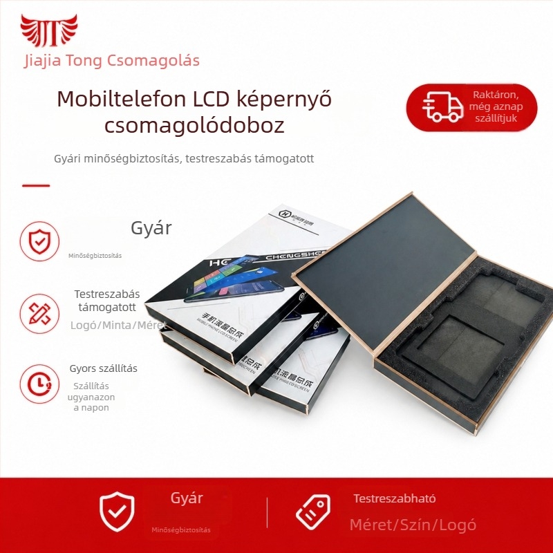 Egyedi csomagoló doboz mobiltelefon LCD kijelző összeszereléséhez flip fedéllel – prémium 3C digitális termék doboz