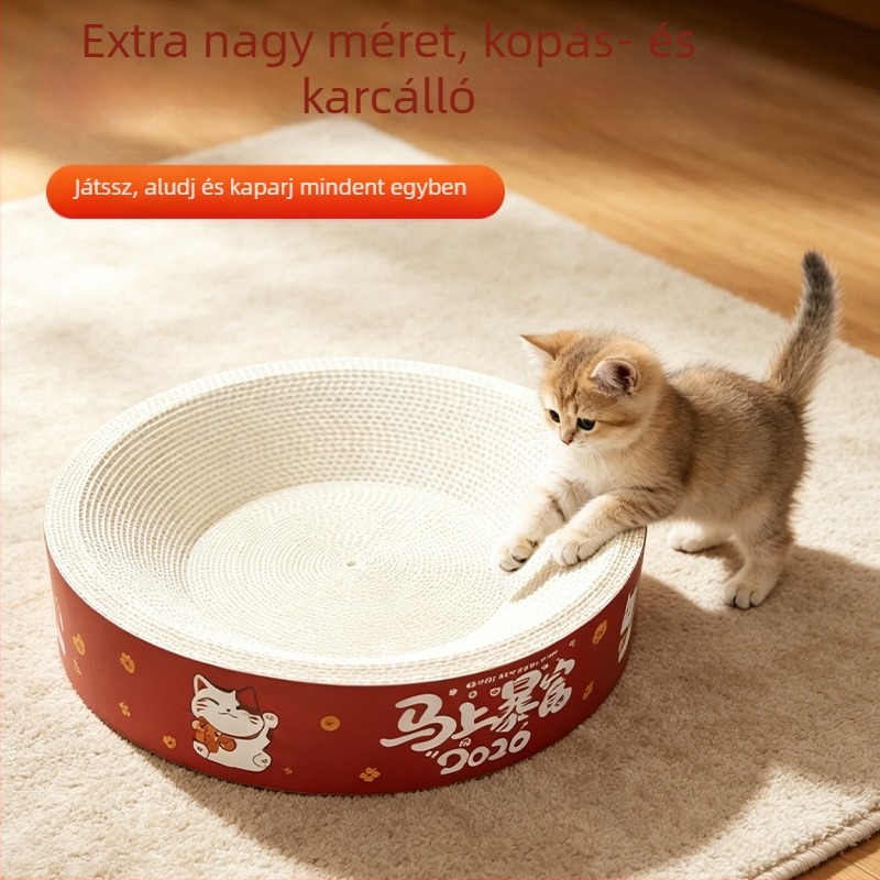 White Kraft macska karmoló fehér kraft kartonból, integrált ovális fekhellyel, karcolásálló, kopásálló, szőrszál-mentes, XXL méret.