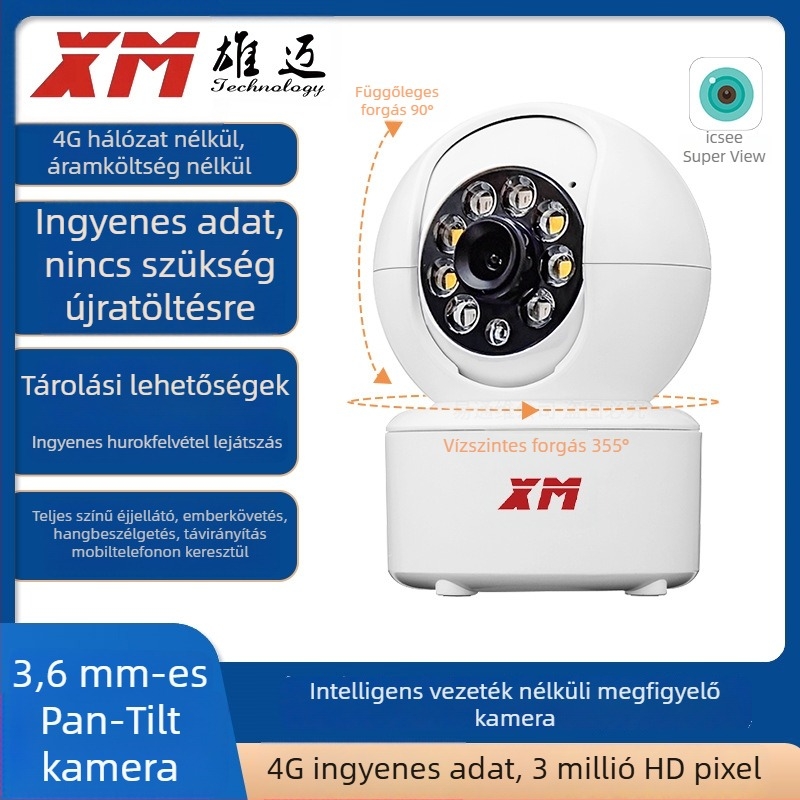3MP belső 4G megfigyelő kamera PTZ (Pan-Tilt), HD