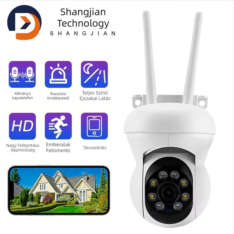 K21 Kültéri 1080p PTZ kamera 360° forgás, vezeték nélküli Wi‑Fi éjjellátás, biztonsági megfigyeléshez