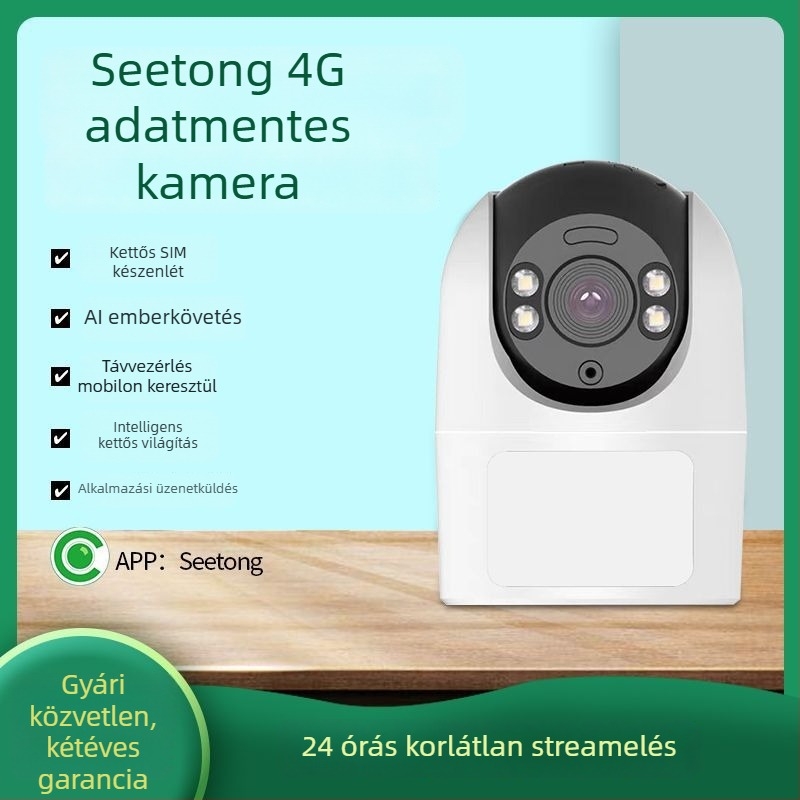 4G megfigyelő kamera mobil hanginterkommal, asztali széles látószögű PTZ, éjszakai látás HD otthoni használatra