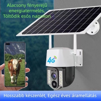 V380 napelemes, vezeték nélküli kültéri megfigyelő kamera Wi‑Fi‑vel és távoli megfigyeléssel