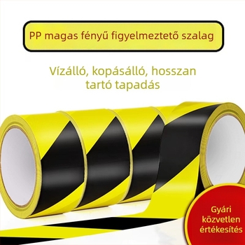 Sárga-fekete figyelmeztető padlójelző szalag – zebra jelölés, szélesség 4,8 cm, hosszúság 16/33 m