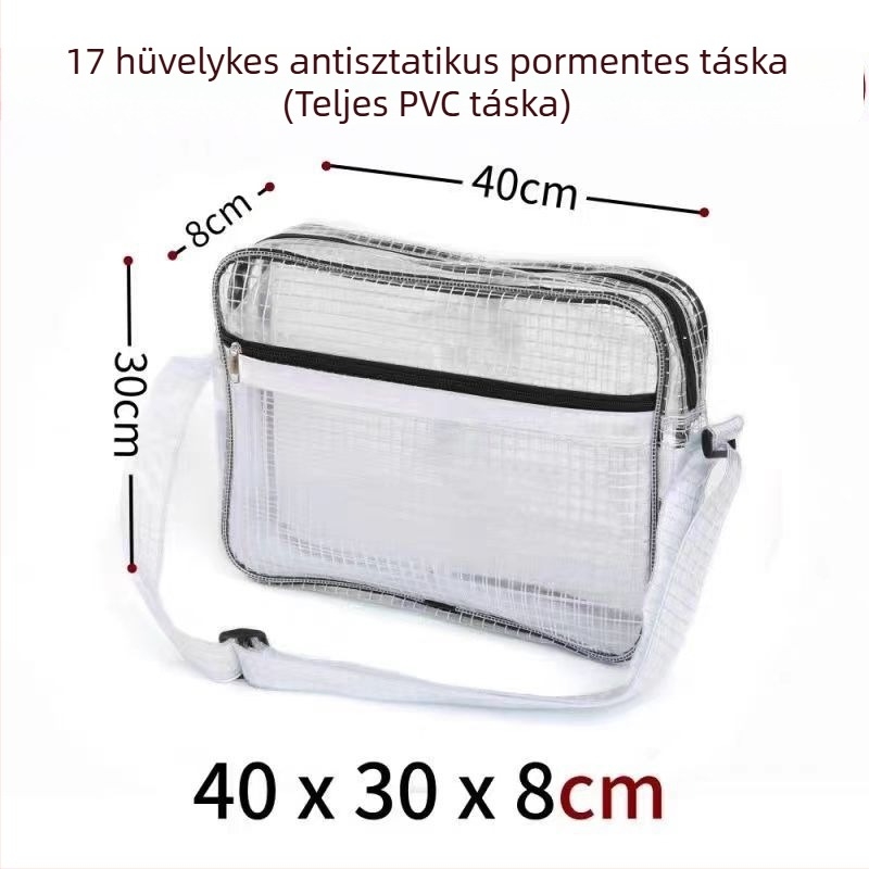 17 hüvelykes PVC antistatikus, átlátszó hálós eszközökhöz táska, por- és vízálló, méret 40×30×8 cm