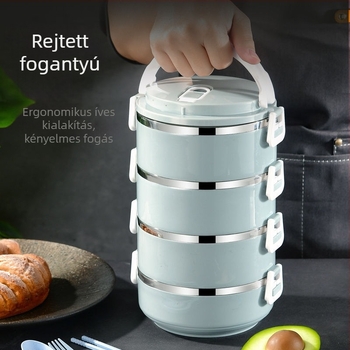 Megvastagított rozsdamentes acél ebédes doboz, nagy kapacitású, többszintes szigetelt Bento doboz felnőtteknek, irodai dolgozóknak és diákoknak