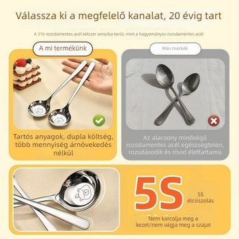 Capibara lapos aljú kanál, rozsdamentes acélból, otthoni használatra, aranyos nyugati stílusú mély leveskanál