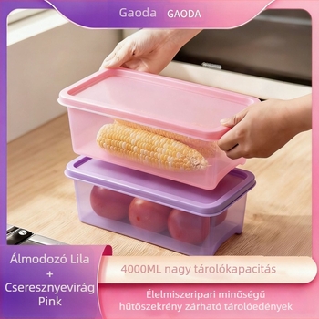 Falami4L rózsaszín és lila: zárt hűtő tartóedény gyümölcsök és zöldségek tárolására, élelmiszer-minőségű