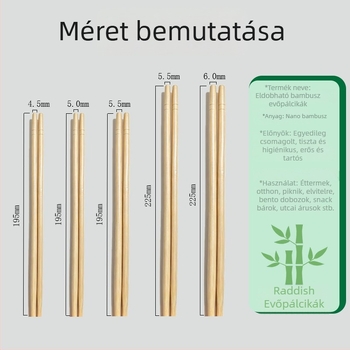 Egyszer használatos bambusz evőpálcikák gyorséttermi, otthoni és éttermi használatra, zöld, egyéni csomagolásban