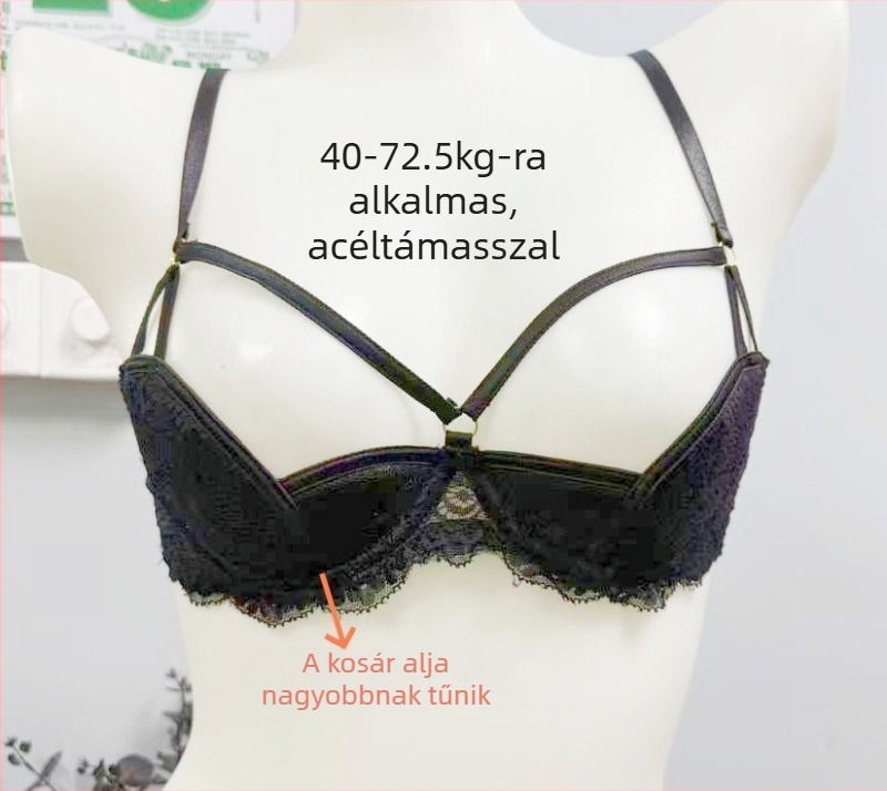Új csipkés fehérnemű habpárnázott melltartóval, félkosár, merevítővel, felvétel nélküli dizájn